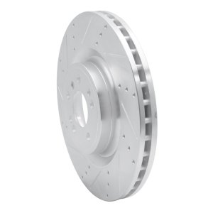 Mercedes-Benz GLE300D Brake Rotor (1) - Front Left - R1 Concepts - Drilled & Slotted - Silver - `12-`19